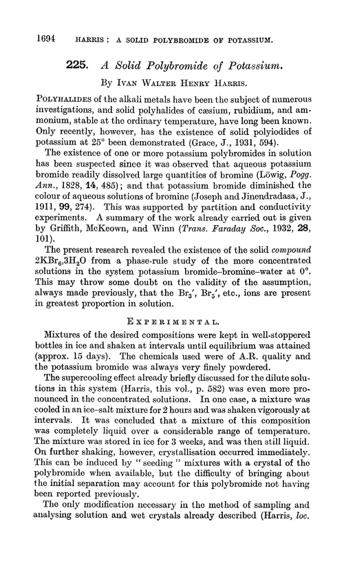 225. A solid polybromide of potassium