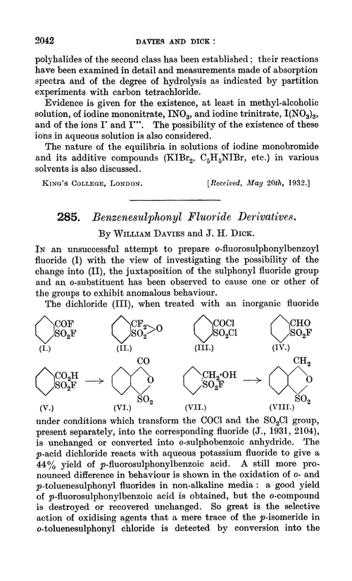 285. Benzenesulphonyl fluoride derivatives