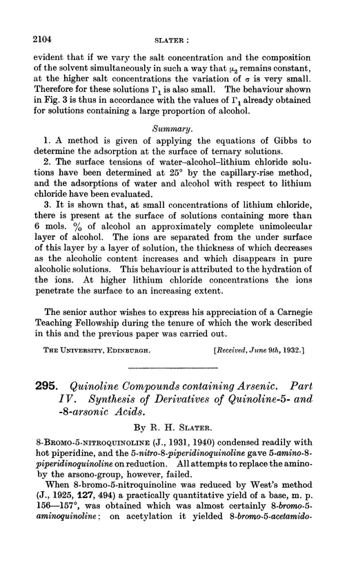 295. Quinoline compounds containing arsenic. Part IV. Synthesis of derivatives of quinoline-5- and -8-arsonic acids