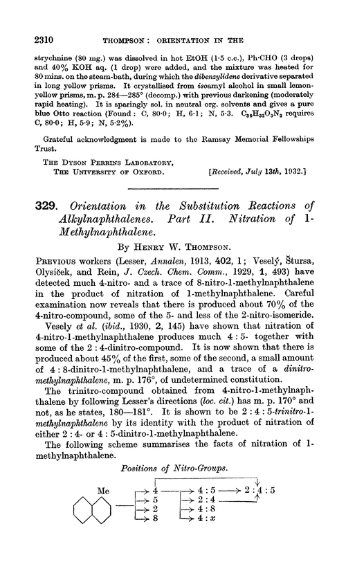 329. Orientation in the substitution reactions of alkylnaphthalenes. Part II. Nitration of 1-methylnaphthalene