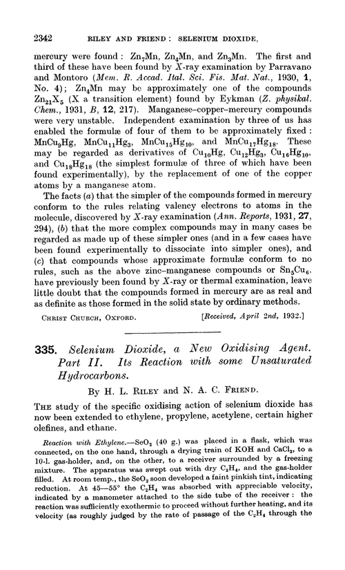 335. Selenium dioxide, a new oxidising agent. Part II. Its reaction with some unsaturated hydrocarbons