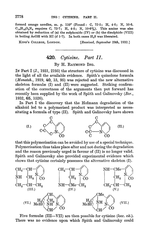 420. Cytisine. Part II