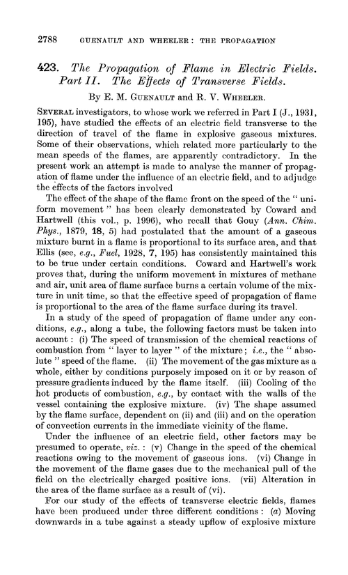 423. The propagation of flame in electric fields. Part II. The effects of transverse fields