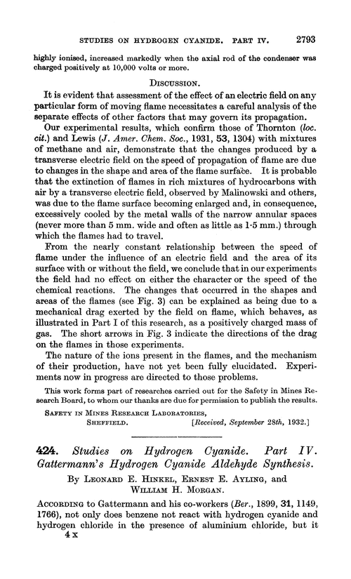 424. Studies on hydrogen cyanide. Part IV. Gattermann's hydrogen cyanide aldehyde synthesis