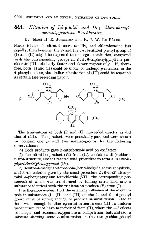 441. Nitration of di-p-tolyl- and di-p-chlorophenylphenylpyrylium perchlorates