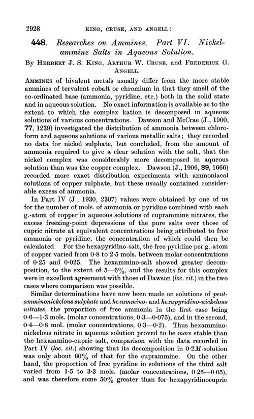 448. Researches on ammines. Part VI. Nickelammine salts in aqueous solution