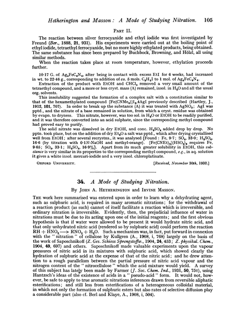 34. A mode of studying nitration