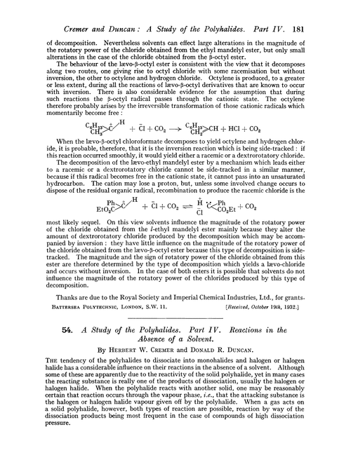 54. A study of the polyhalides. Part IV. Reactions in the absence of a solvent
