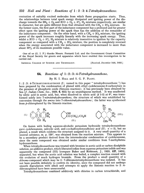 64. Reactions of 1 : 2 : 3 : 4-tetrahydroxanthone