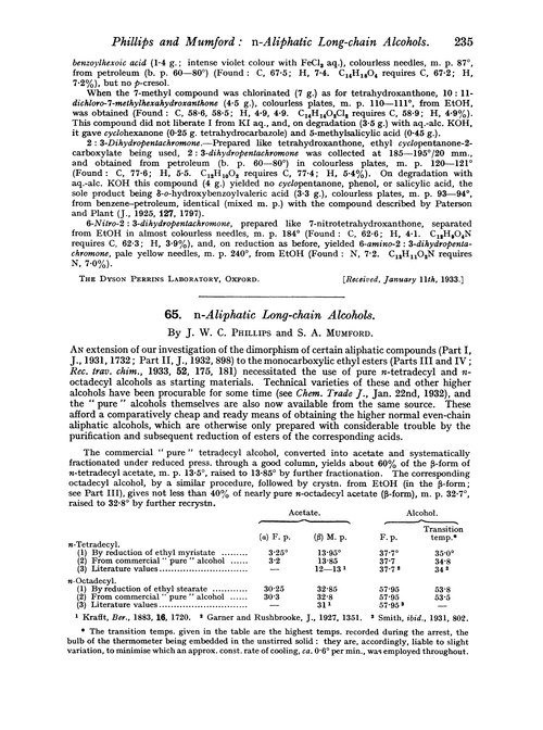 65. n-Aliphatic long-chain alcohols