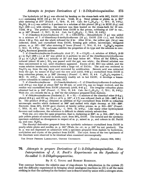 76. Attempts to prepare derivatives of 1 : 2-dihydroisoquinoline. New interpretation of J. S. Buck's experiments on the synthesis of so-called 1 : 2-dihydropapaverine