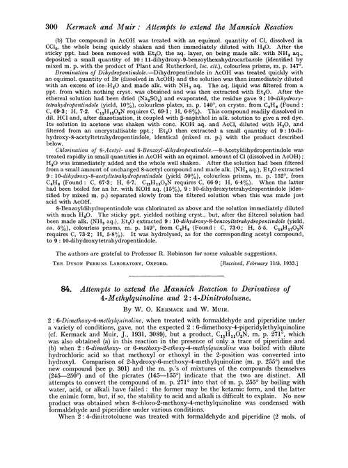 84. Attempts to extend the Mannich reaction to derivatives of 4-methylquinoline and 2 : 4-dinitrotoluene