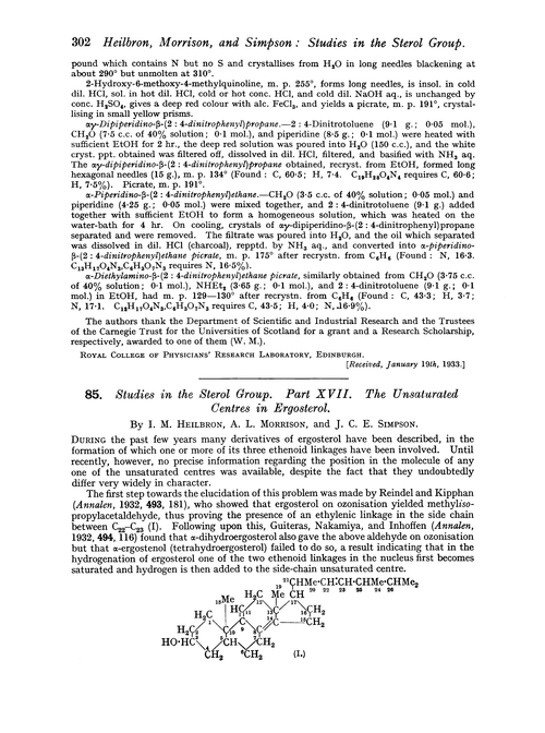 85. Studies in the sterol group. Part XVII. The unsaturated centres in ergosterol