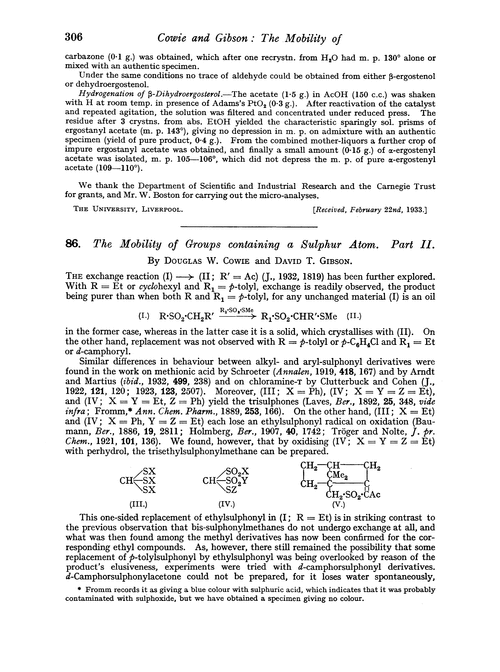 86. The mobility of groups containing a sulphur atom. Part II