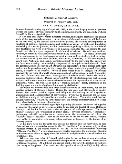 Ostwald memorial lecture