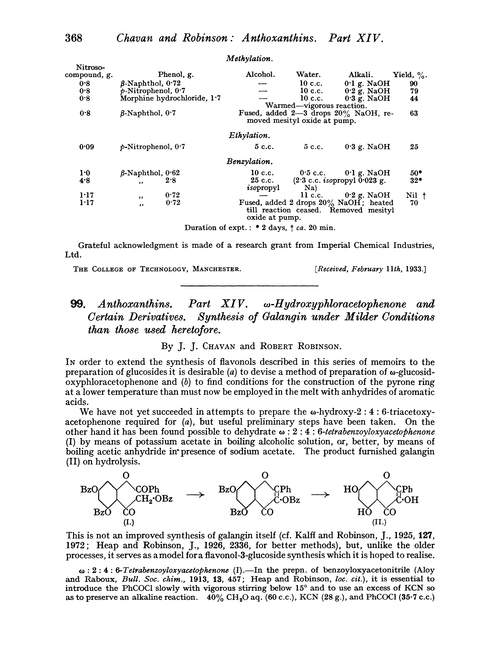 99. Anthoxanthins. Part XIV. ω-Hydroxyphloracetophenone and certain derivatives. Synthesis of galangin under milder conditions than those used heretofore