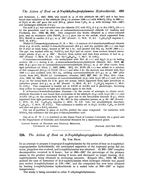 124. The action of heat on β-naphthylisopropylamine hydrochloride