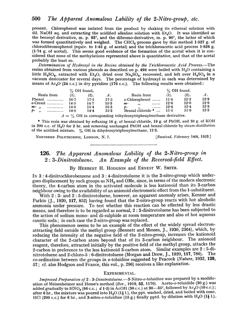 126. The apparent anomalous lability of the 2-nitro-group in 2 : 3-dinitrotoluene. An example of the reversed-field effect