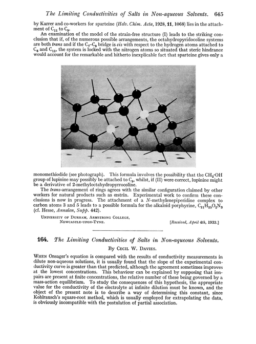 164. The limiting conductivities of salts in non-aqueous solvents