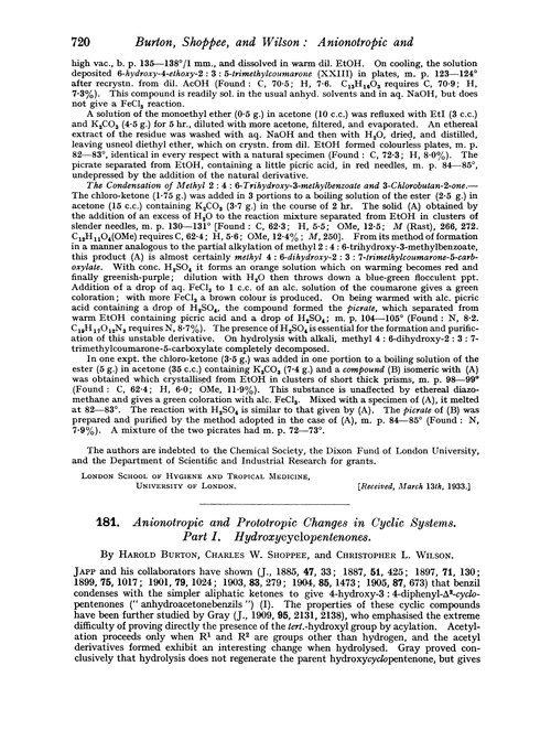 181. Anionotropic and prototropic changes in cyclic systems. Part I. Hydroxycyclopentenones