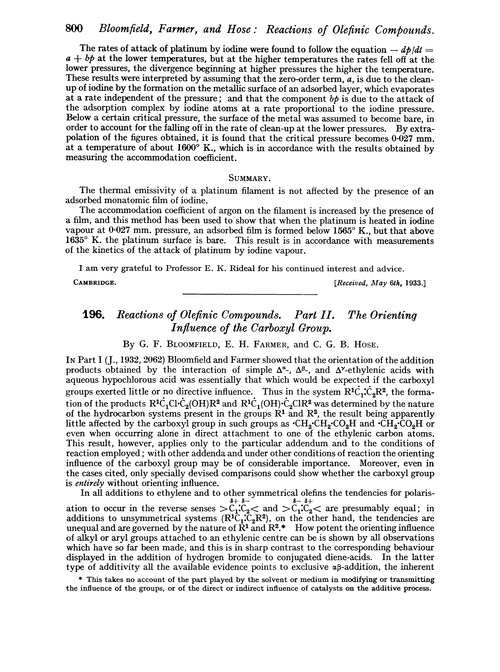 196. Reactions of olefinic compounds. Part II. The orienting influence of the carboxyl group