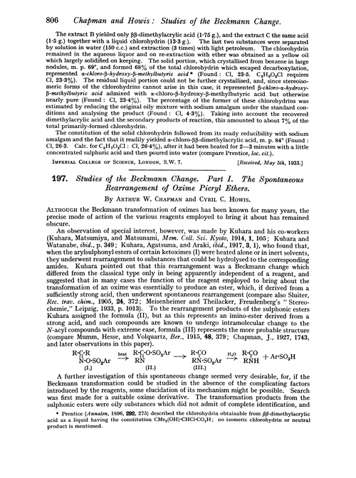 197. Studies of the Beckmann change. Part I. The spontaneous rearrangement of oxime picryl ethers