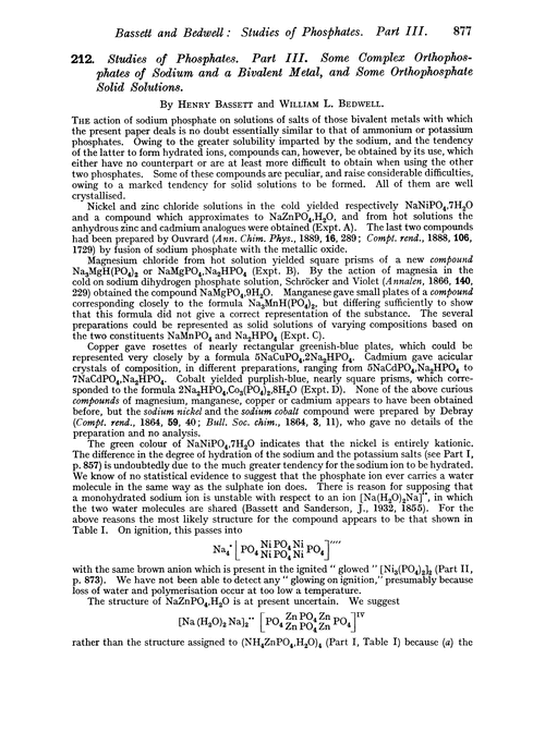 212. Studies of phosphates. Part III. Some complex orthophosphates of sodium and a bivalent metal, and some orthophosphate solid solutions