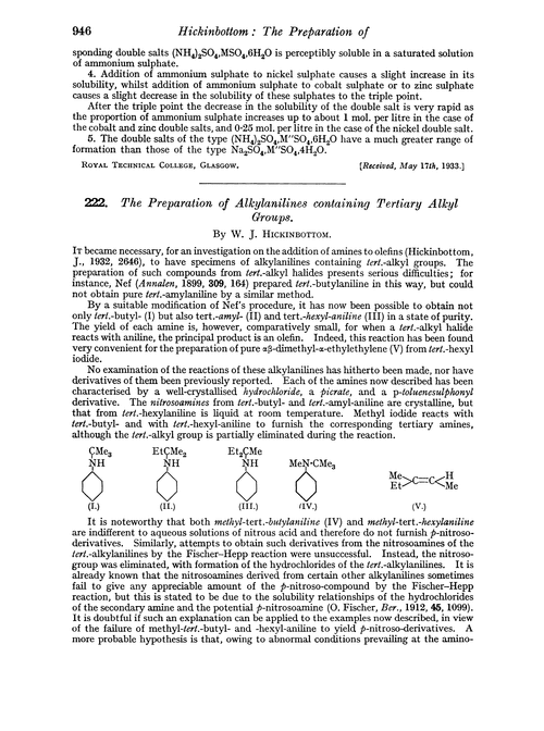 222. The preparation of alkylanilines containing tertiary alkyl groups