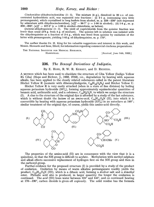 236. The benzoyl derivatives of indigotin