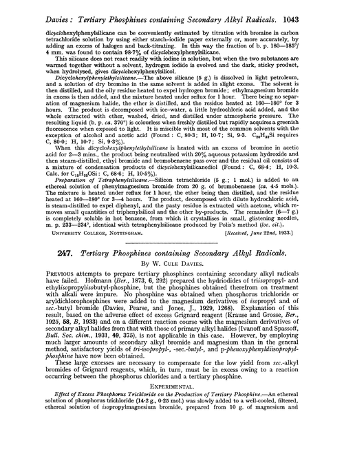 247. Tertiary phosphines containing secondary alkyl radicals