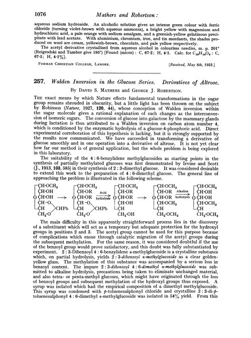 257. Walden inversion in the glucose series. Derivatives of altrose