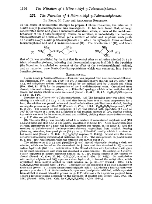 274. The nitration of 4-nitro-o-tolyl p-toluenesulphonate