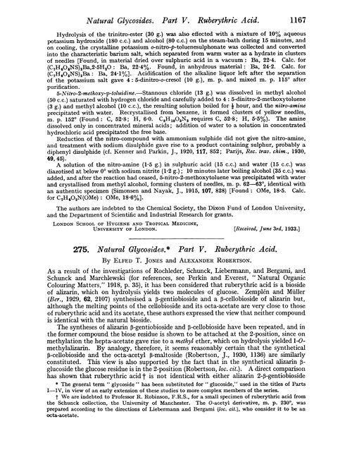 275. Natural glycosides. Part V. Ruberythric acid