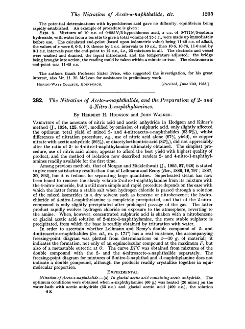 282. The nitration of aceto-α-naphthalide, and the preparation of 2- and 4-nitro-1-naphthylamines