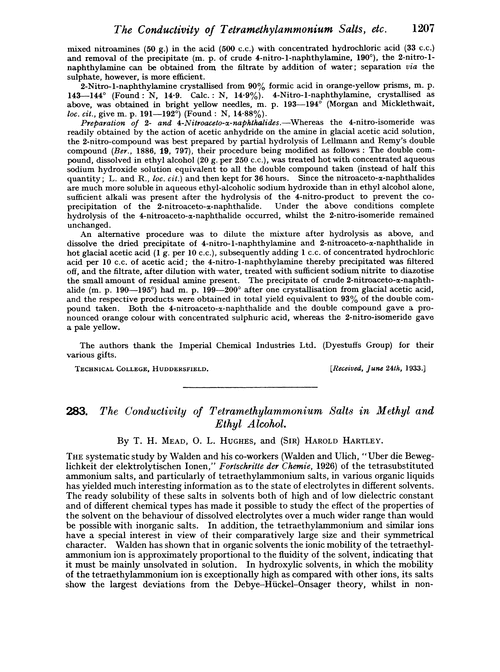 283. The conductivity of tetramethylammonium salts in methyl and ethyl alcohol