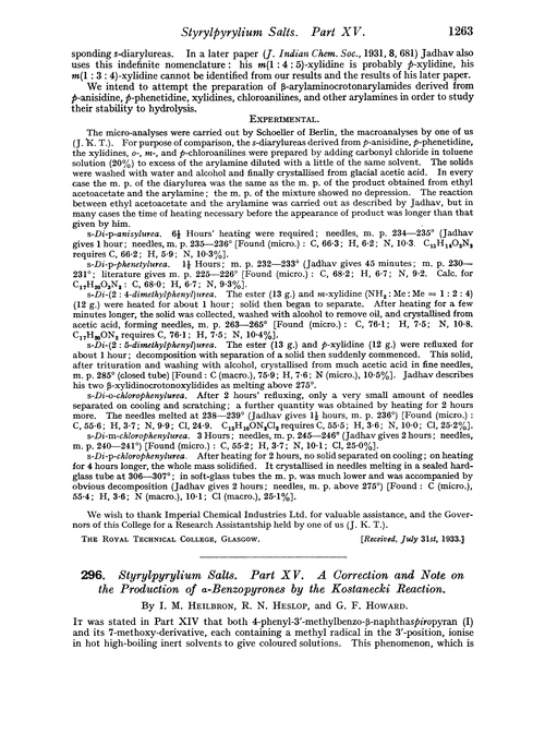 296. Styrylpyrylium salts. Part XV. A correction and note on the production of α-benzopyrones by the Kostanecki reaction