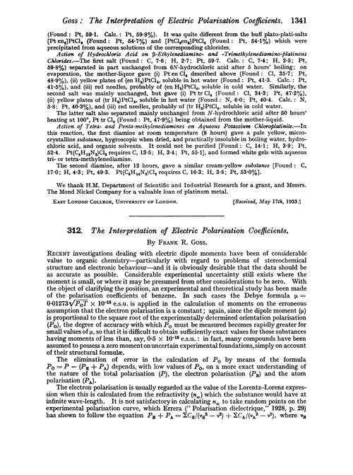 312. The interpretation of electric polarisation coefficients