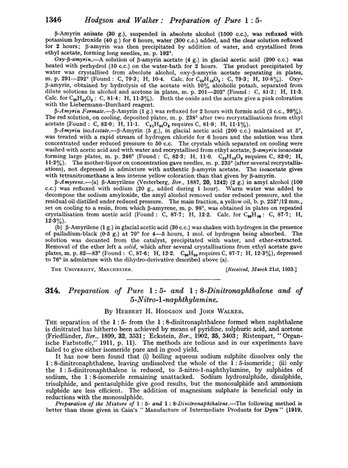 314. Preparation of pure 1 : 5- and 1 : 8-dinitronaphthalene and of 5-nitro-1-naphthylamine