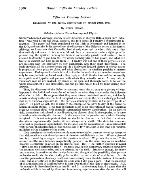 Fifteenth Faraday lecture