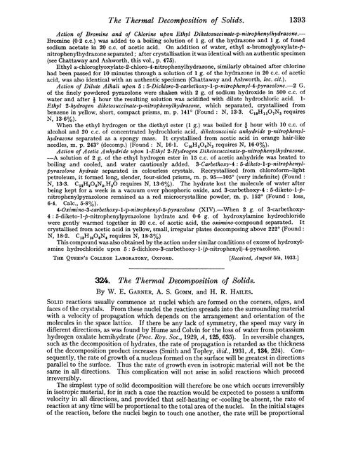 324. The thermal decomposition of solids