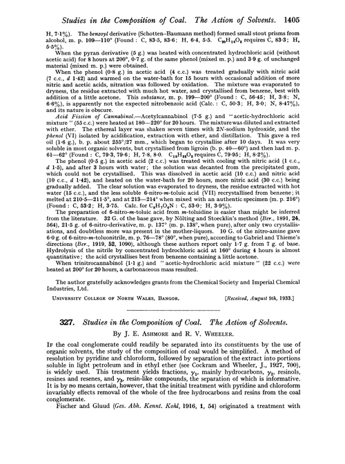 327. Studies in the composition of coal. The action of solvents