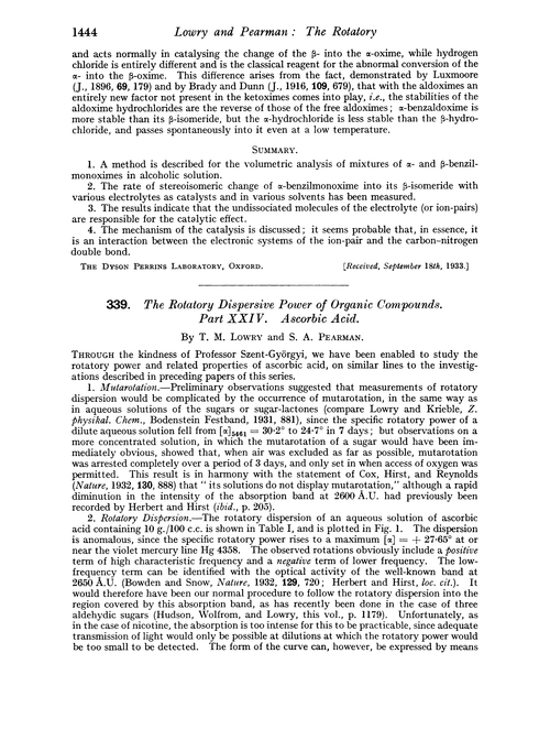 339. The rotatory dispersive power of organic compounds. Part XXIV. Ascorbic acid