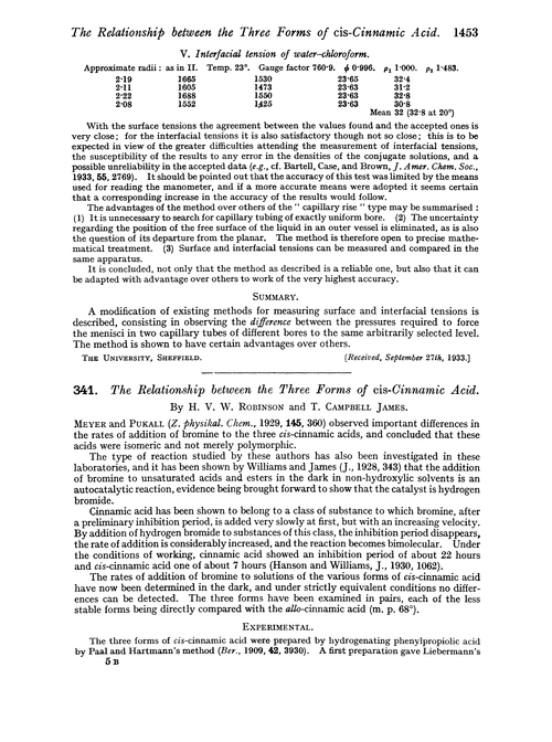 341. The relationship between the three forms of cis-cinnamic acid