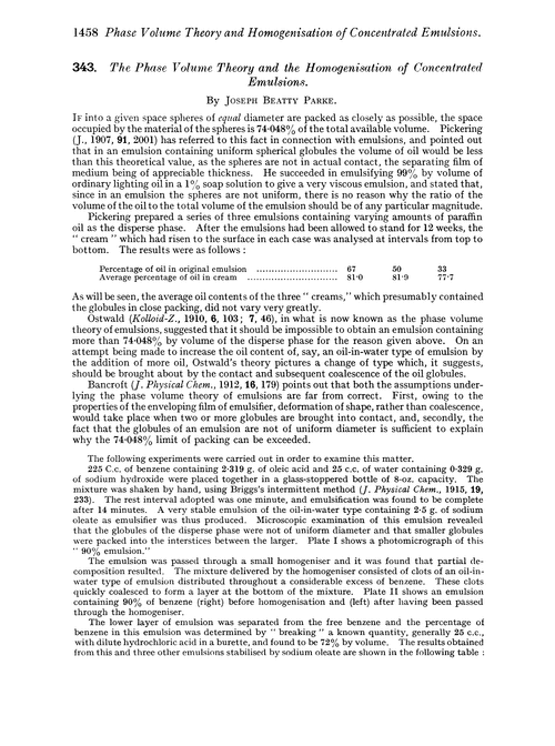343. The phase volume theory and the homogenisation of concentrated emulsions