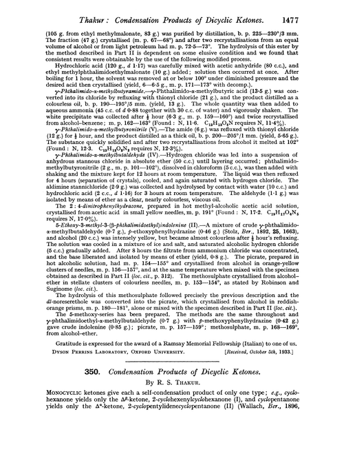 350. Condensation products of dicyclic ketones