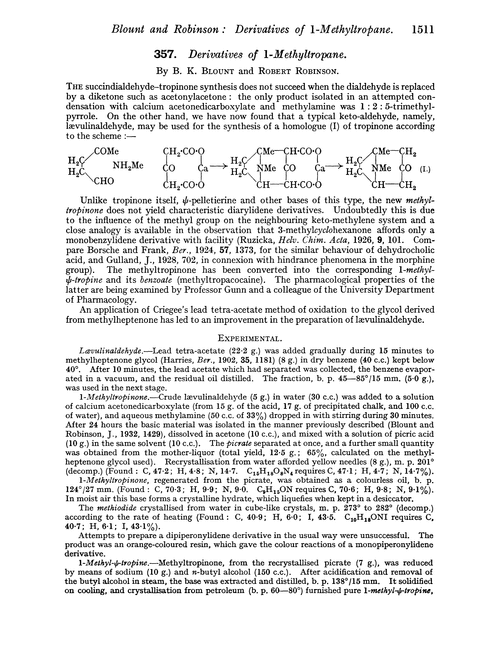 357. Derivatives of 1-methyltropane