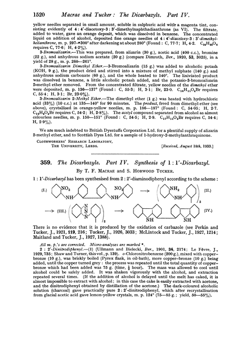 359. The dicarbazyls. Part IV. Synthesis of 1 : 1′-dicarbazyl