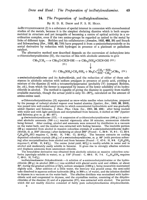 14. The preparation of isobutylenediamine