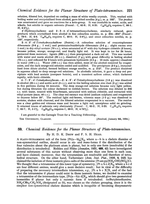 59. Chemical evidence for the planar structure of plato-tetrammines