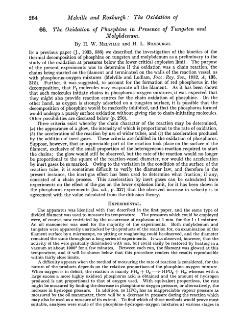 66. The oxidation of phosphine in presence of tungsten and molybdenum